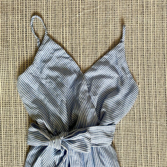 Sienna Sky blue & white striped wide leg jumpsuit - Picture 2 of 5